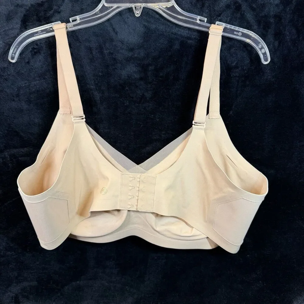 Honeylove Crossover Wireless Bra 2X Sand Beige Smoothing Shapewear LWBR0302-2